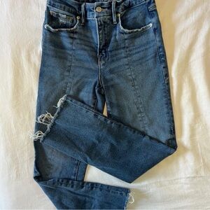 Good American Dark Blue Cropped Jeans
